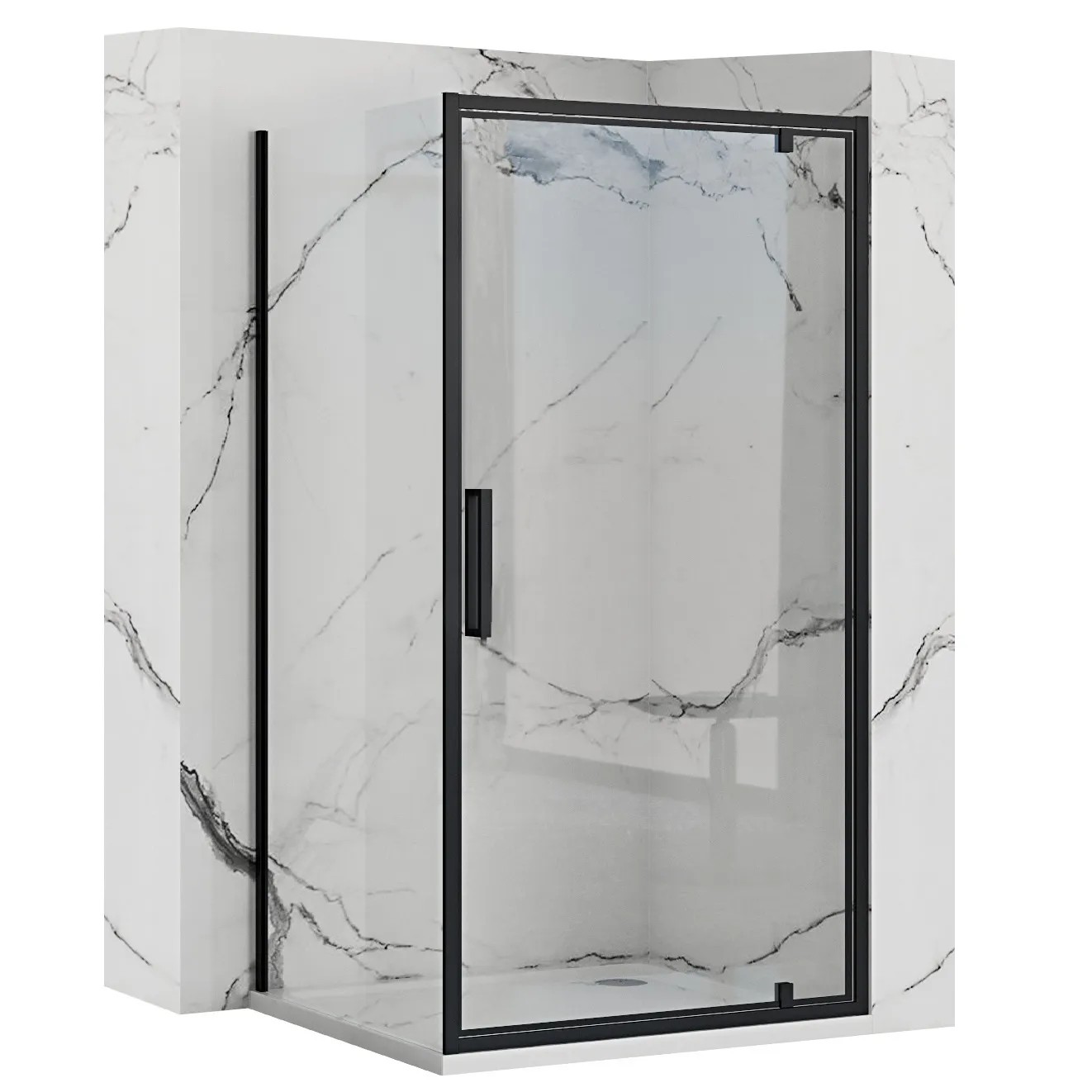 REA hjørnebrusekabine RAPID SWING 90x100 Sort, 90x100x195cm