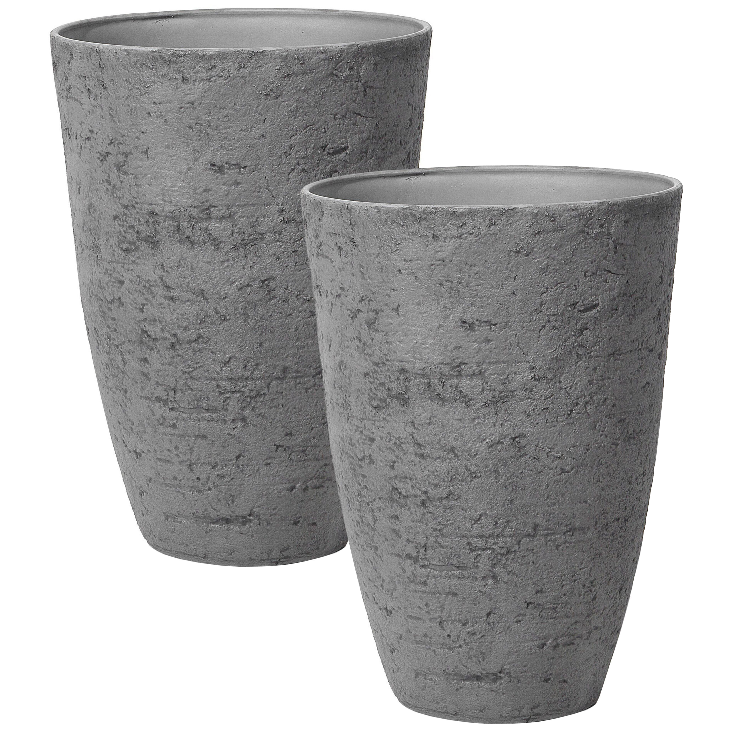 Sæt med 2 plantekrukker CAMIA 51 cm Grå