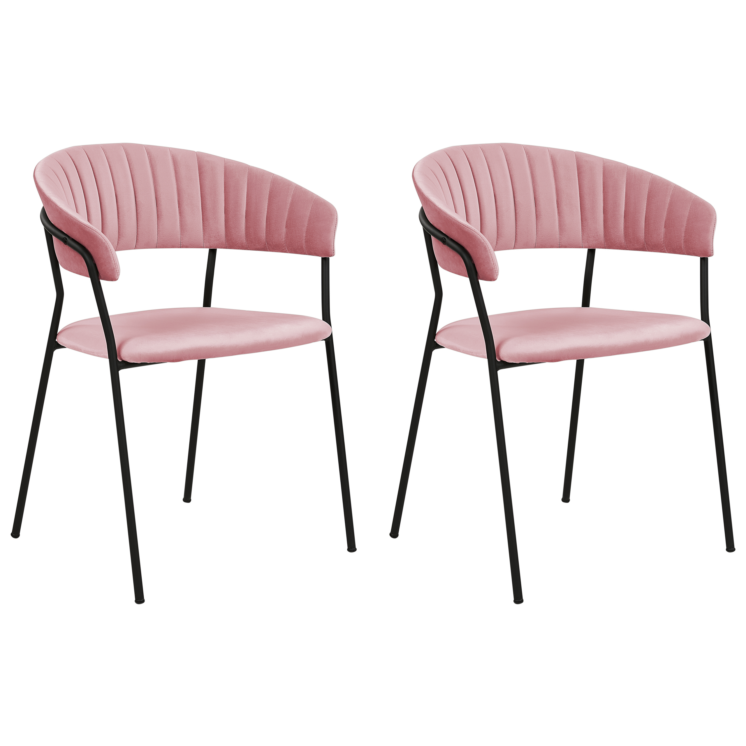 Sæt med 2 spisebordsstole MARIPOSA Velour Lyserød