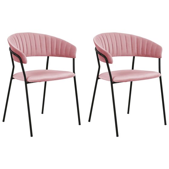 Sæt med 2 spisebordsstole MARIPOSA Velour Lyserød