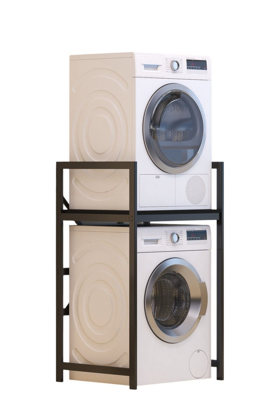 Norda Design Vaskemaskineskab i industriel stil, 70x116x60 cm | 100% metalramme og melamin hylder