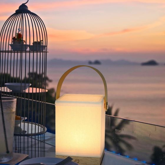 NETTLIFE Natbordslampe med touchskærm, LED-bordlampe - Dæmpbar, Gave med USB-genopladeligt batteri, Moderne bærbar natbordslampe i stof