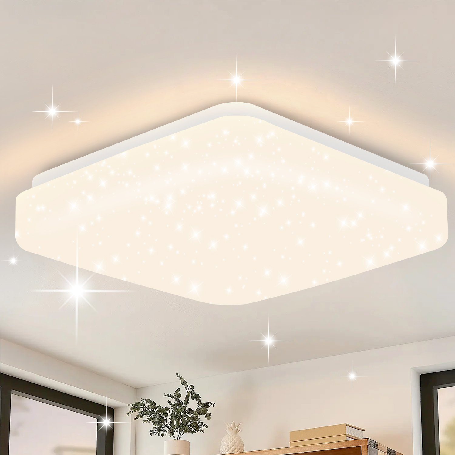 NETTLIFE LED - loftlampe, 15W, stjernehimmel, soveværelse, lampe, 21 cm, varm hvid