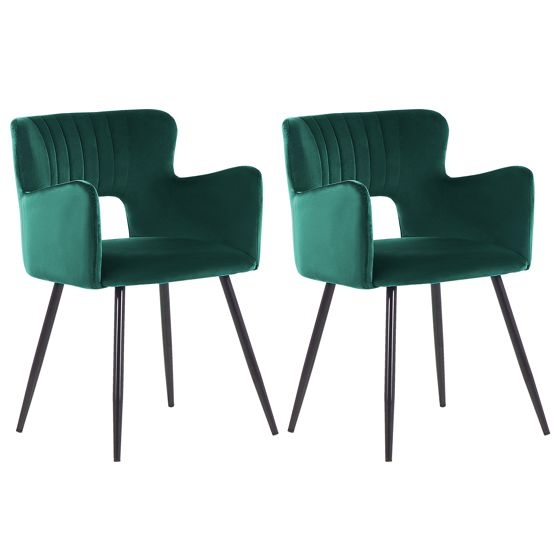 Sæt med 2 spisebordsstole SANILAC Velour Smaragdgrøn