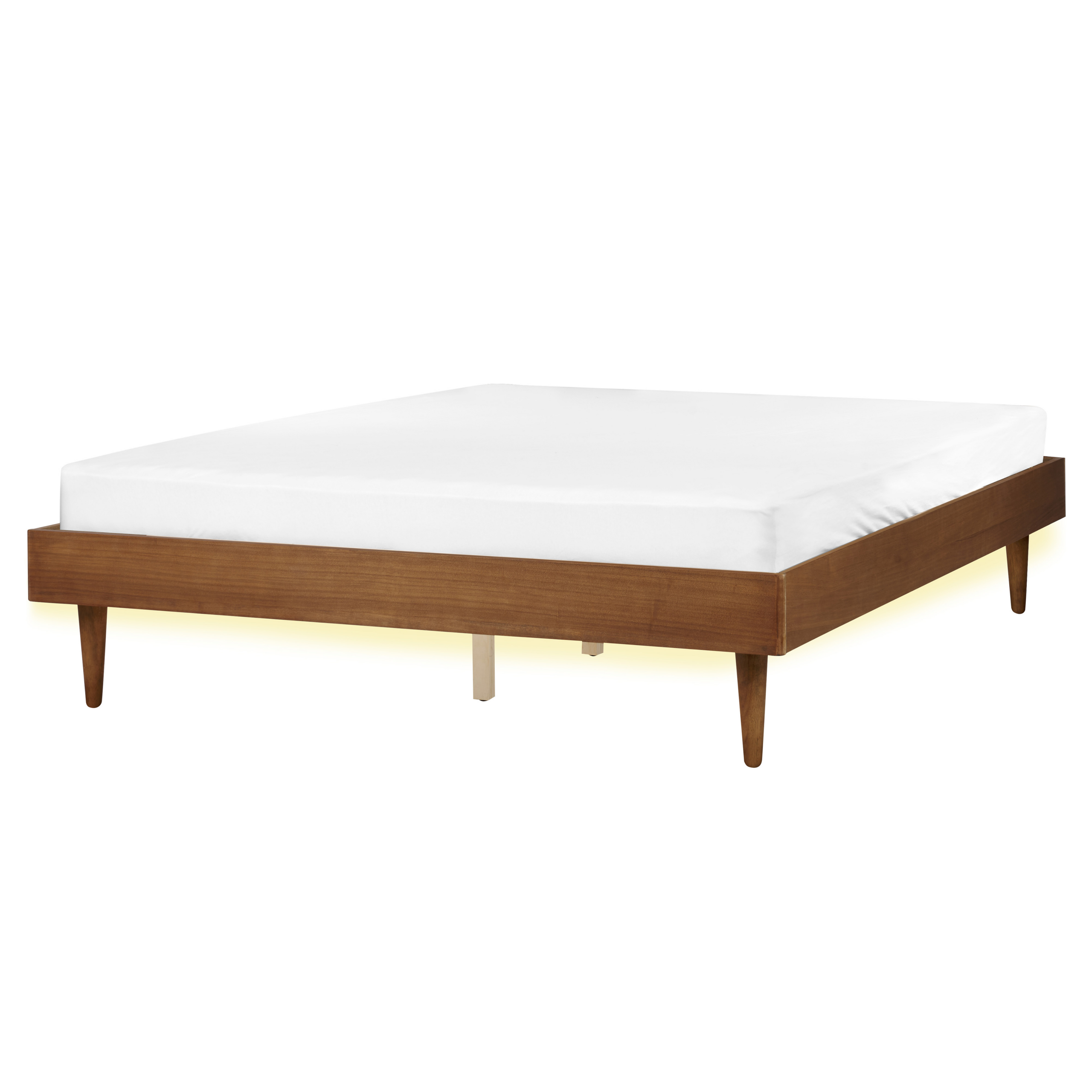 Seng med LED TOUCY 160 x 200 cm Brun ask