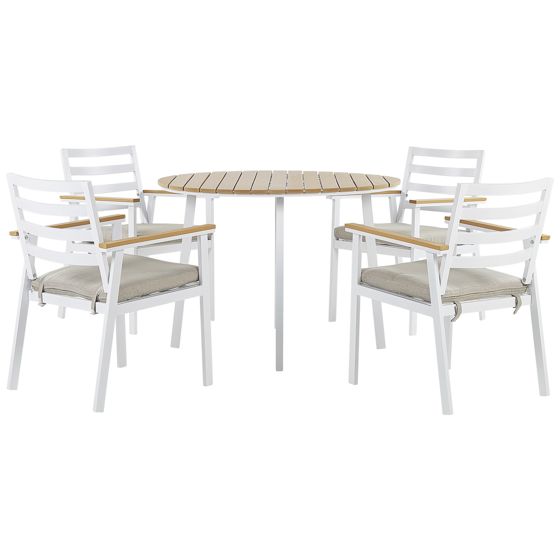 Havemøbelsæt 4 personers CAVOLI med puder Metal Beige