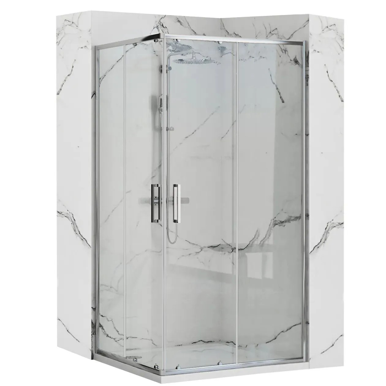 REA brusekabine PUNTO 80x100 Krom, 80x100x190cm