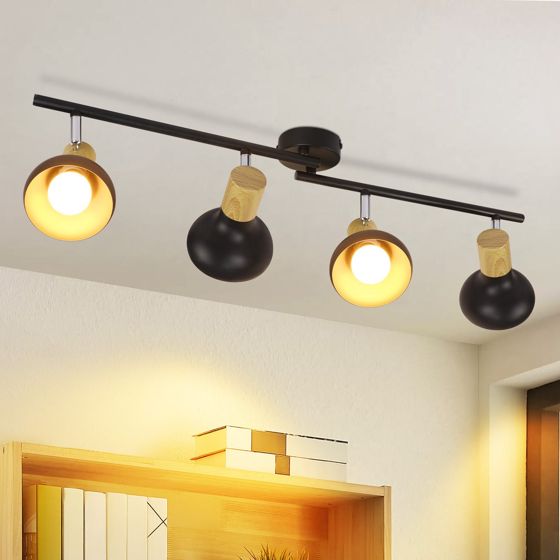 NETTLIFE Vintage - loftspotlight E14 Indendørs brug 350° Justerbar Sort Drejelig 350° Industriel brug 4 flammer Rund