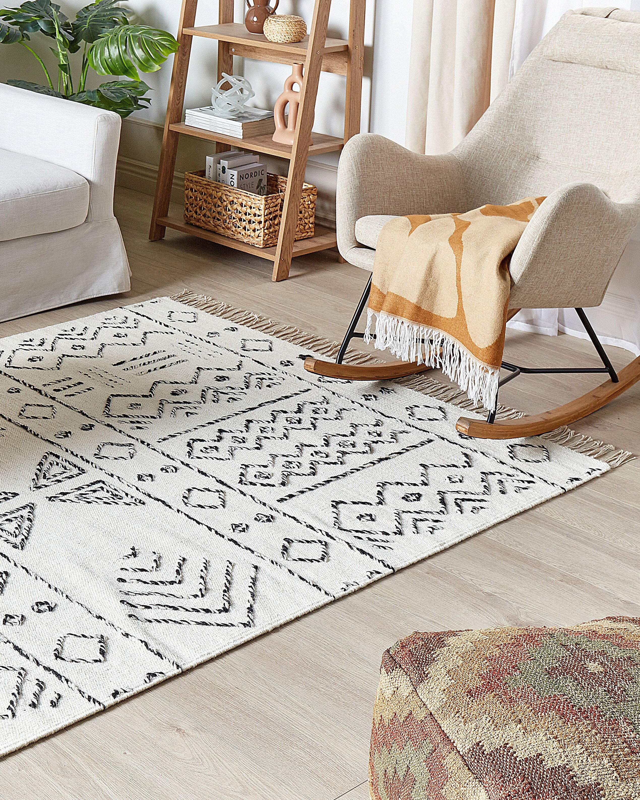 Gulvtæppe ALKENT Hvid 160 x 230 cm Uld