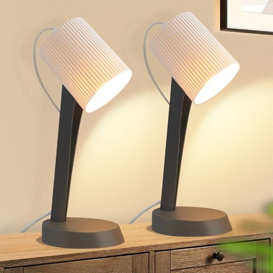 NETTLIFE Natbordslampe, Bordlampe til Stue med Ledning - Sæt med 2 Moderne Små E14 Bordlamper