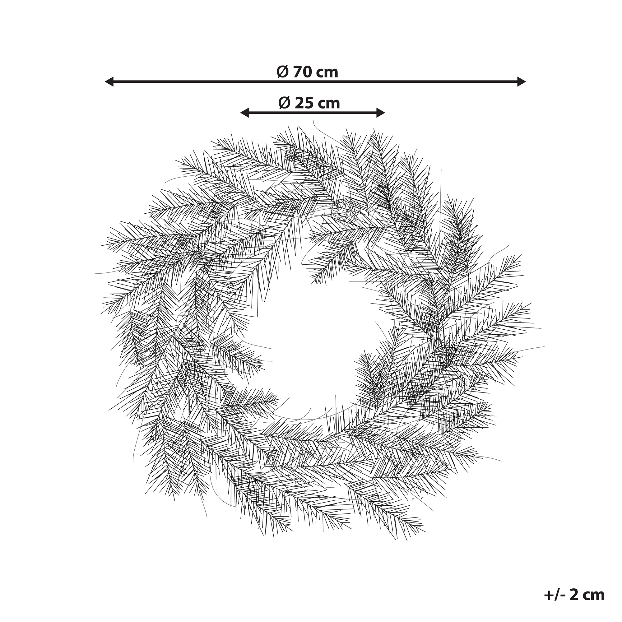 Sneklædt julekrans LED SUNDO 70 cm Hvid