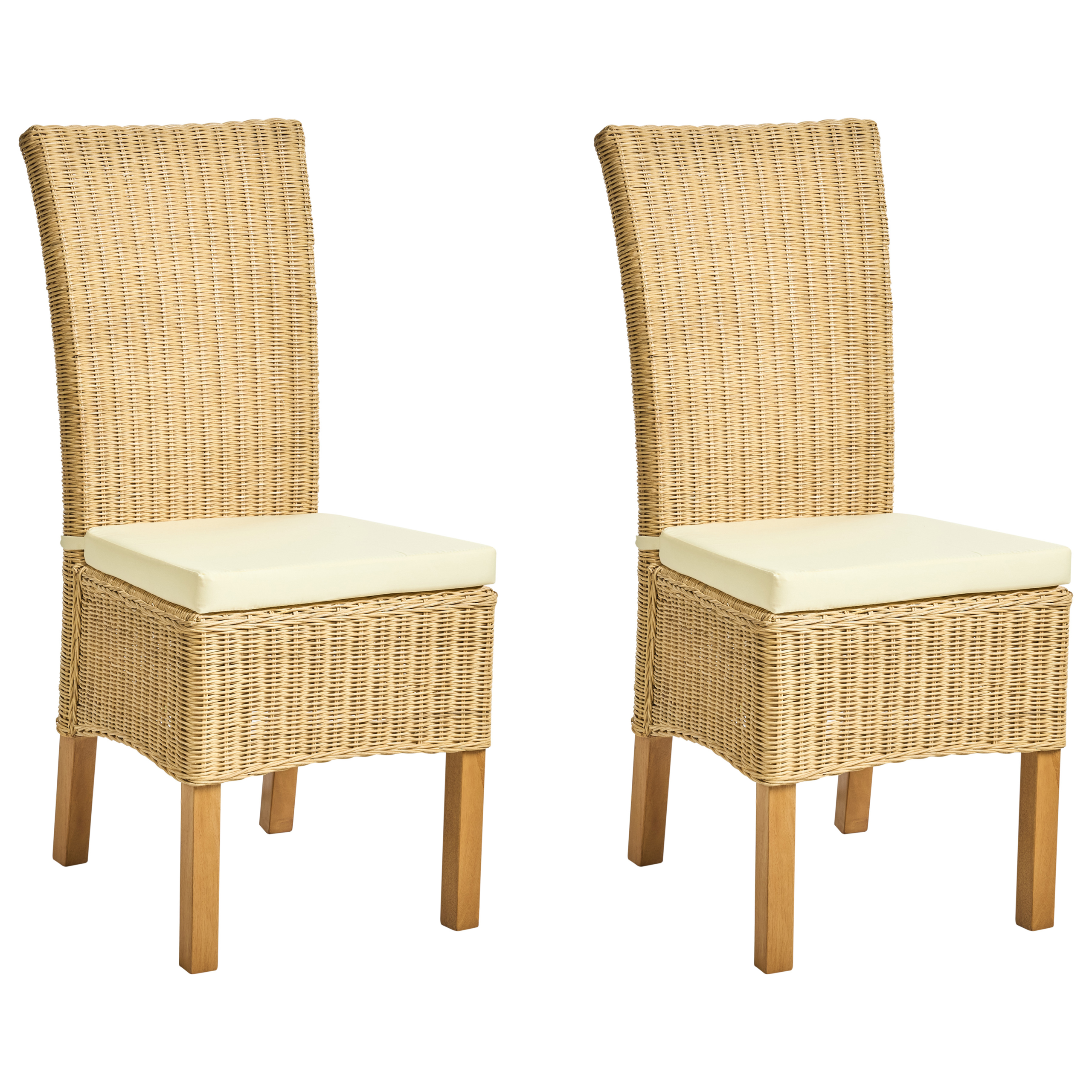 Sæt med 2 spisebordsstole ANDES Rattan Naturlig