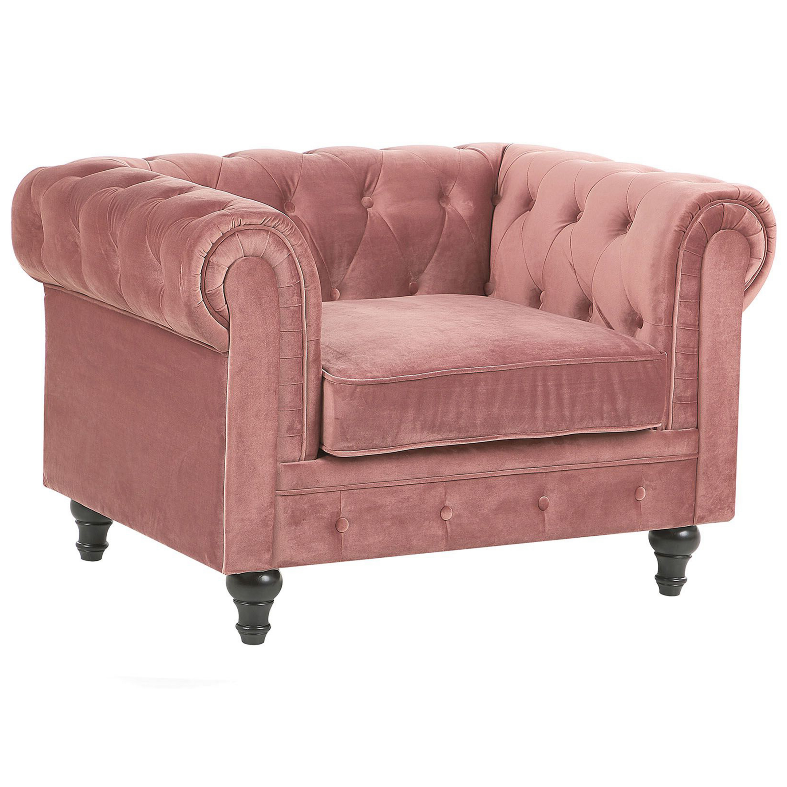 Lænestol CHESTERFIELD Velour Lyserød