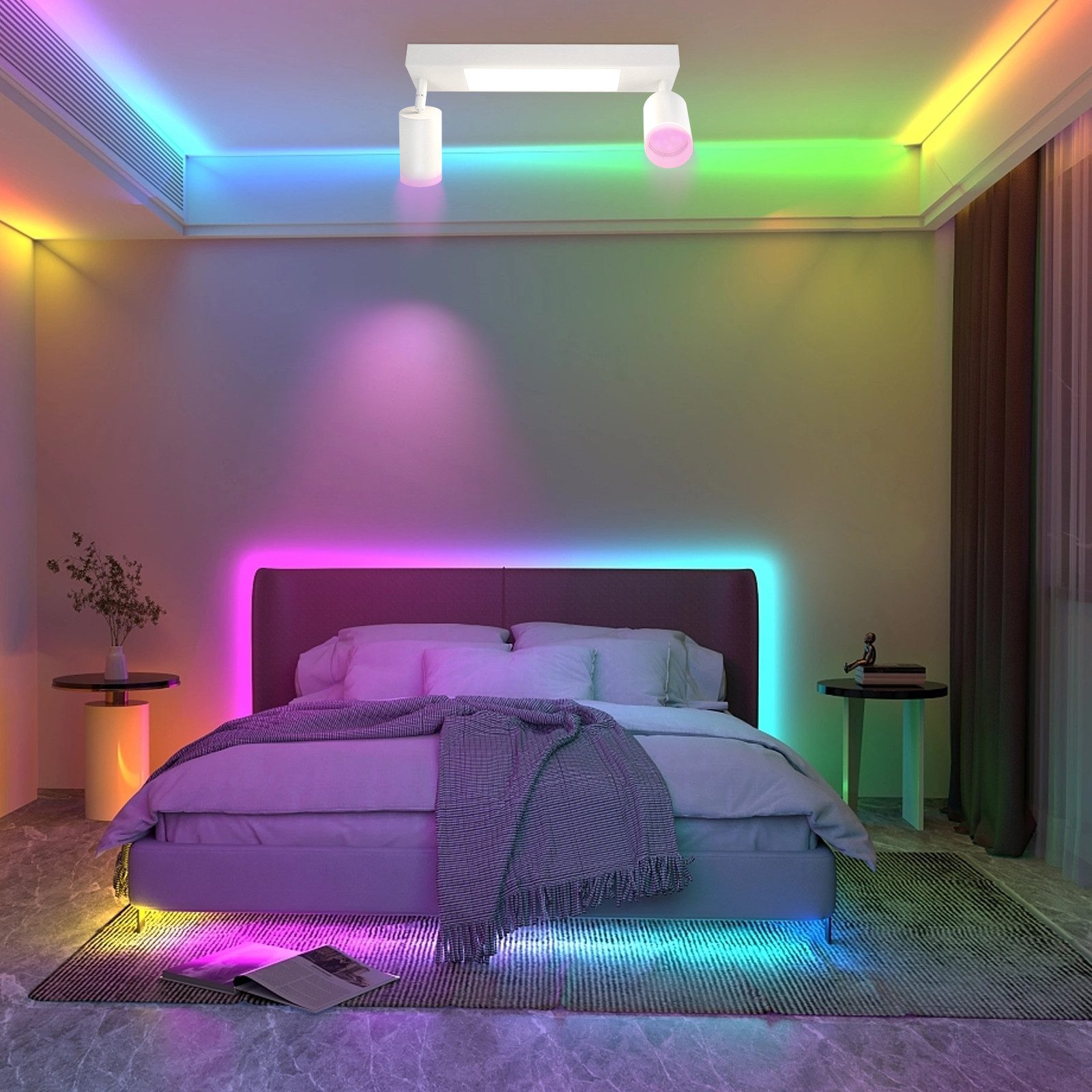 NETTLIFE loftspotlight 2 GU10 pærer til soveværelse 3000k 20W sort varm hvid justerbar metal