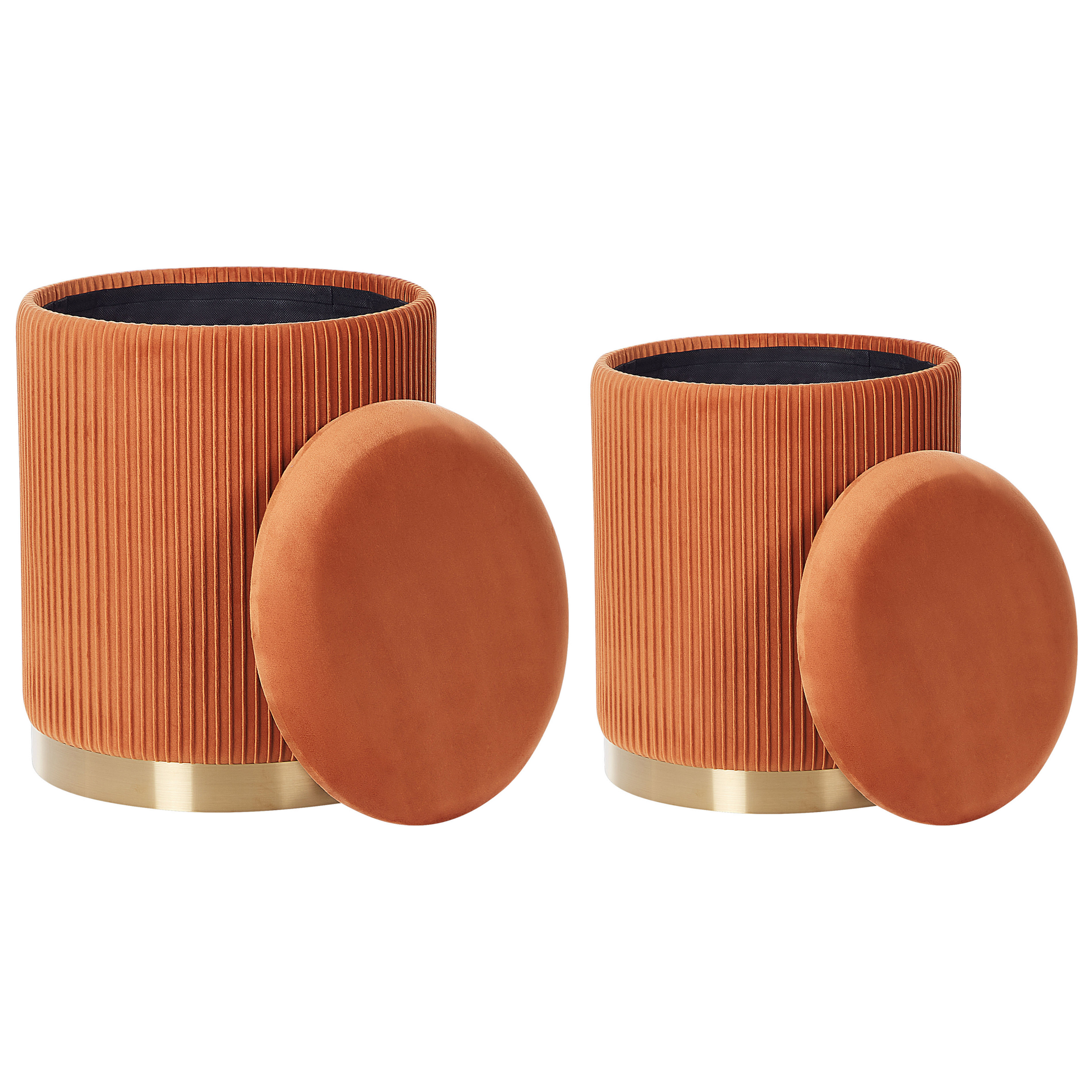 Sæt af 2 opbevaringspuffer MIRAMAR Velour Orange