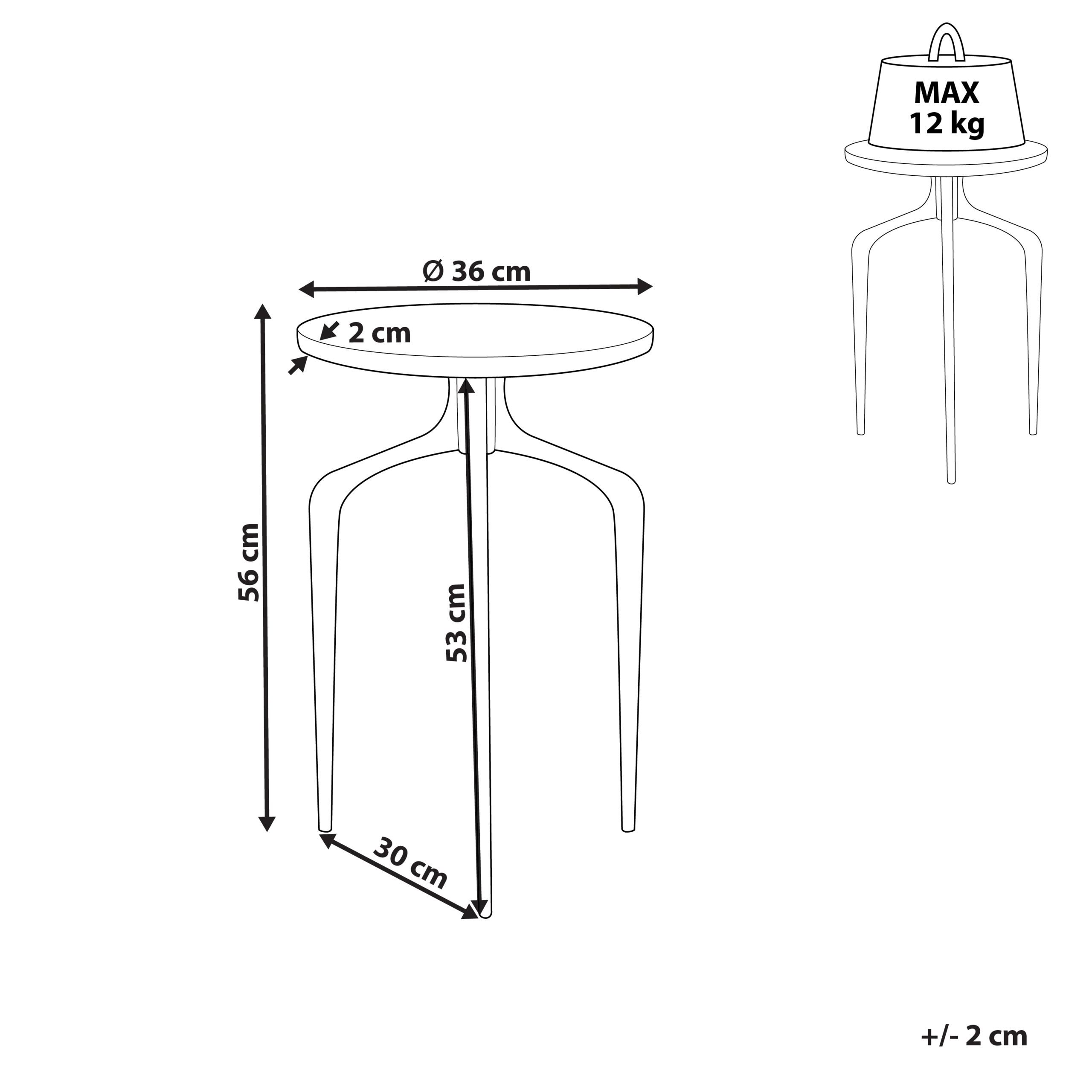 Bord TIHOI Marmor Sort/hvid