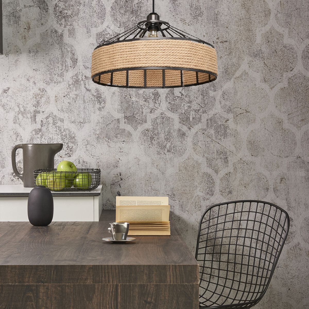 TOOLIGHT hængende loftlampe APP1317-1CP BOHO Beige 30x30x15cm