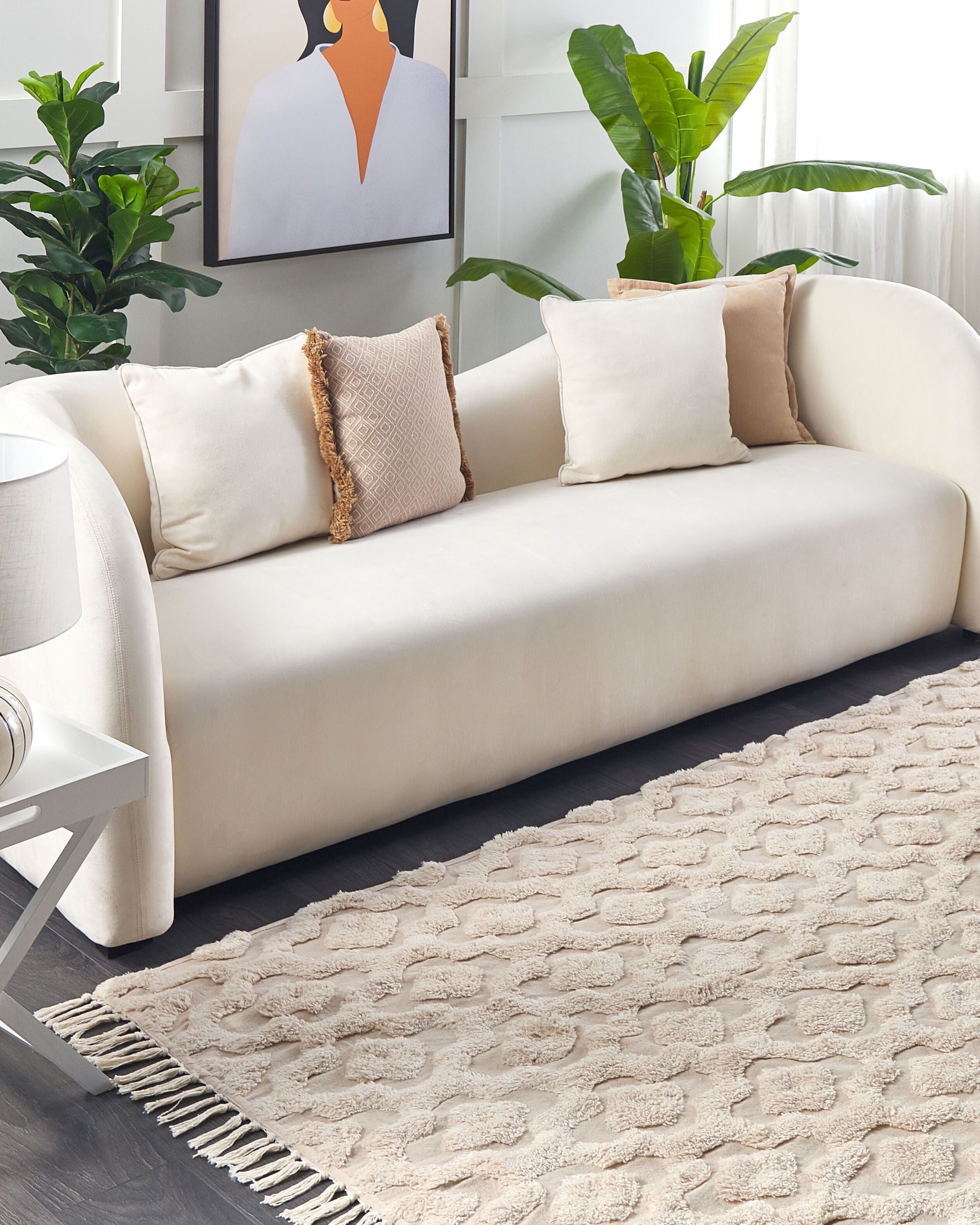 Gulvtæppe AKSARAY Beige 160 x 230 cm Bomuld