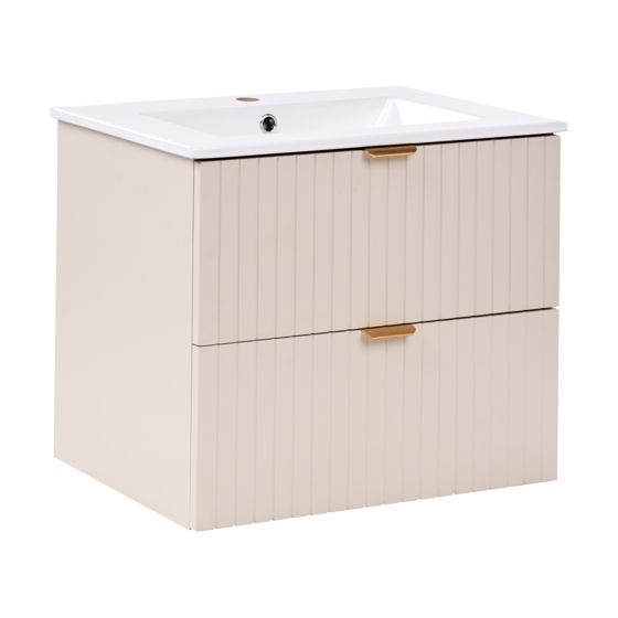 Væghængt underskab med håndvask TOTORANI 60 cm Beige