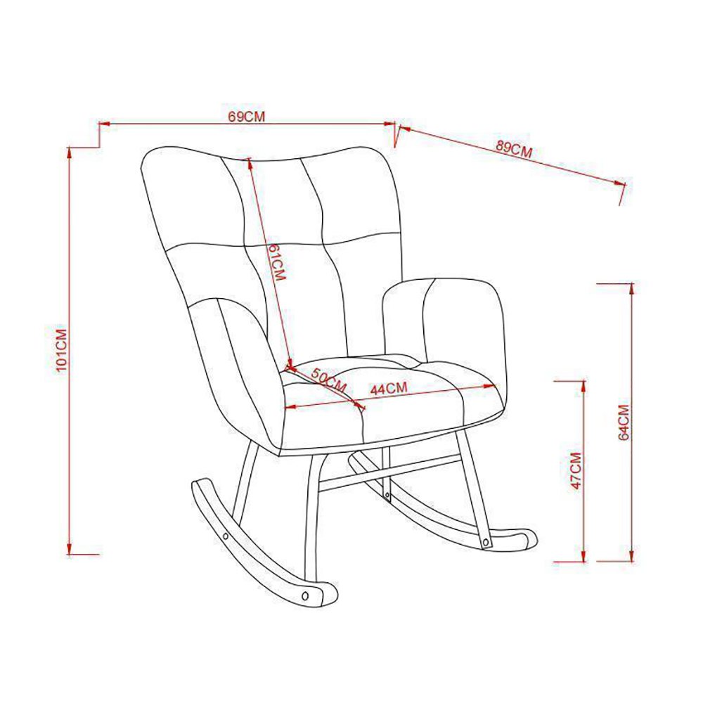 Gyngestol 69×89×101 cm, nordisk design, hvid