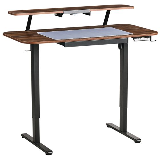 Elektrisk justerbart hæve sænkebord WILBANKS 120 cm 60 cm med USB-port Brun/sort
