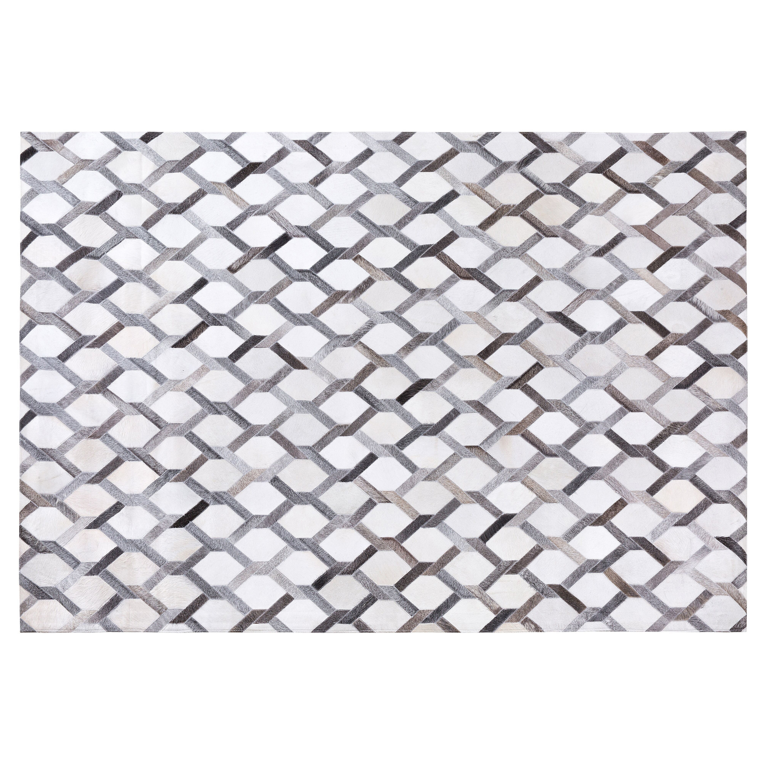 Gulvtæppe AYDIN Grå 140 x 200 cm Ægte læder