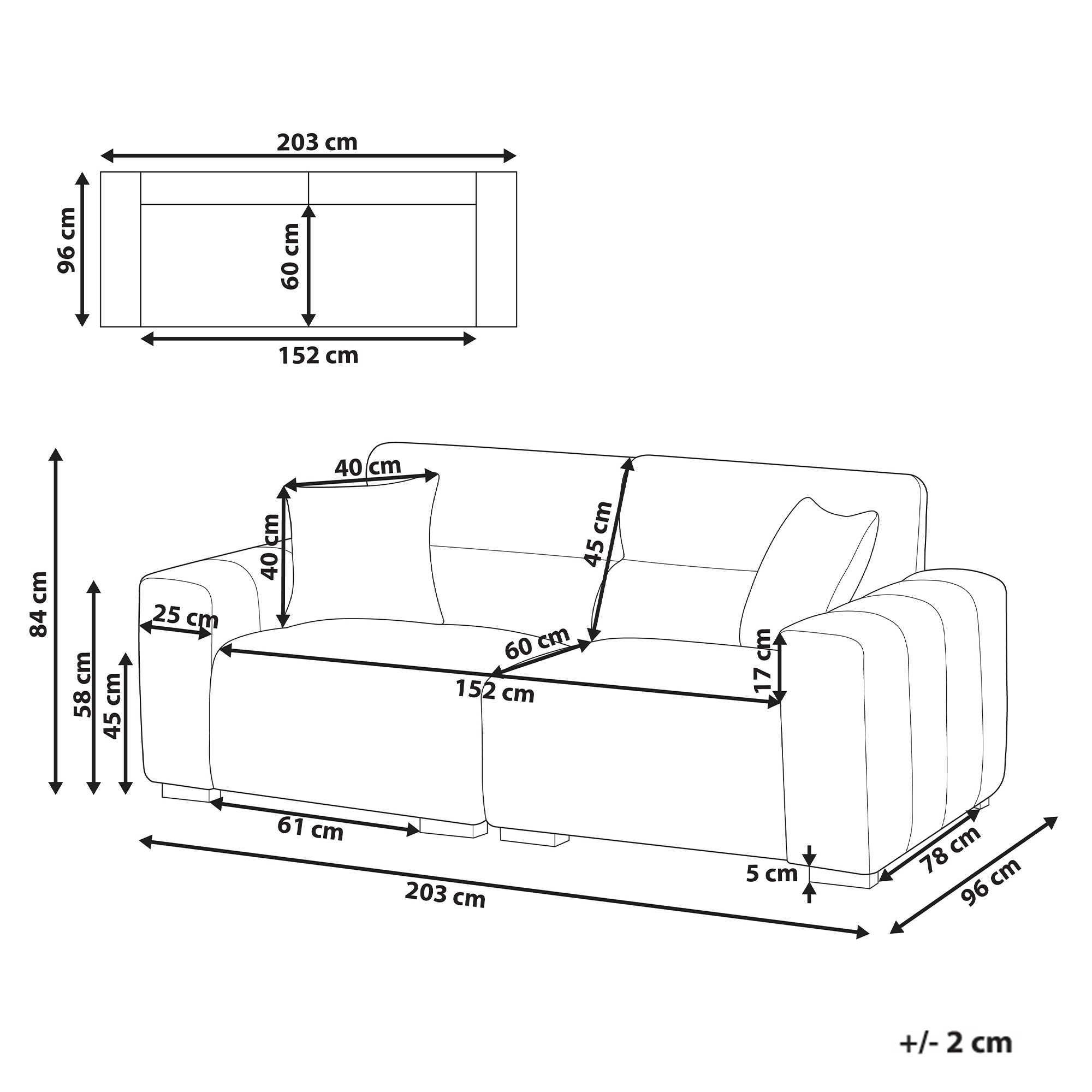 Sofa 3 personers FAUSKAN Brun