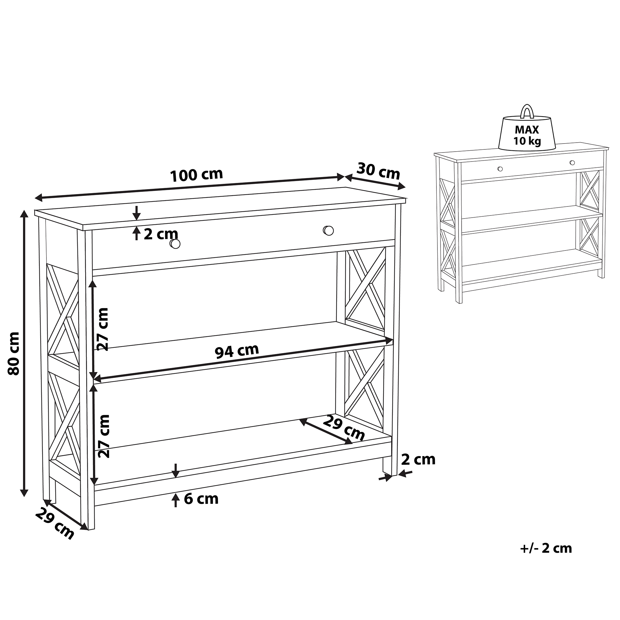 Konsolbord MONTGOMERY Hvid
