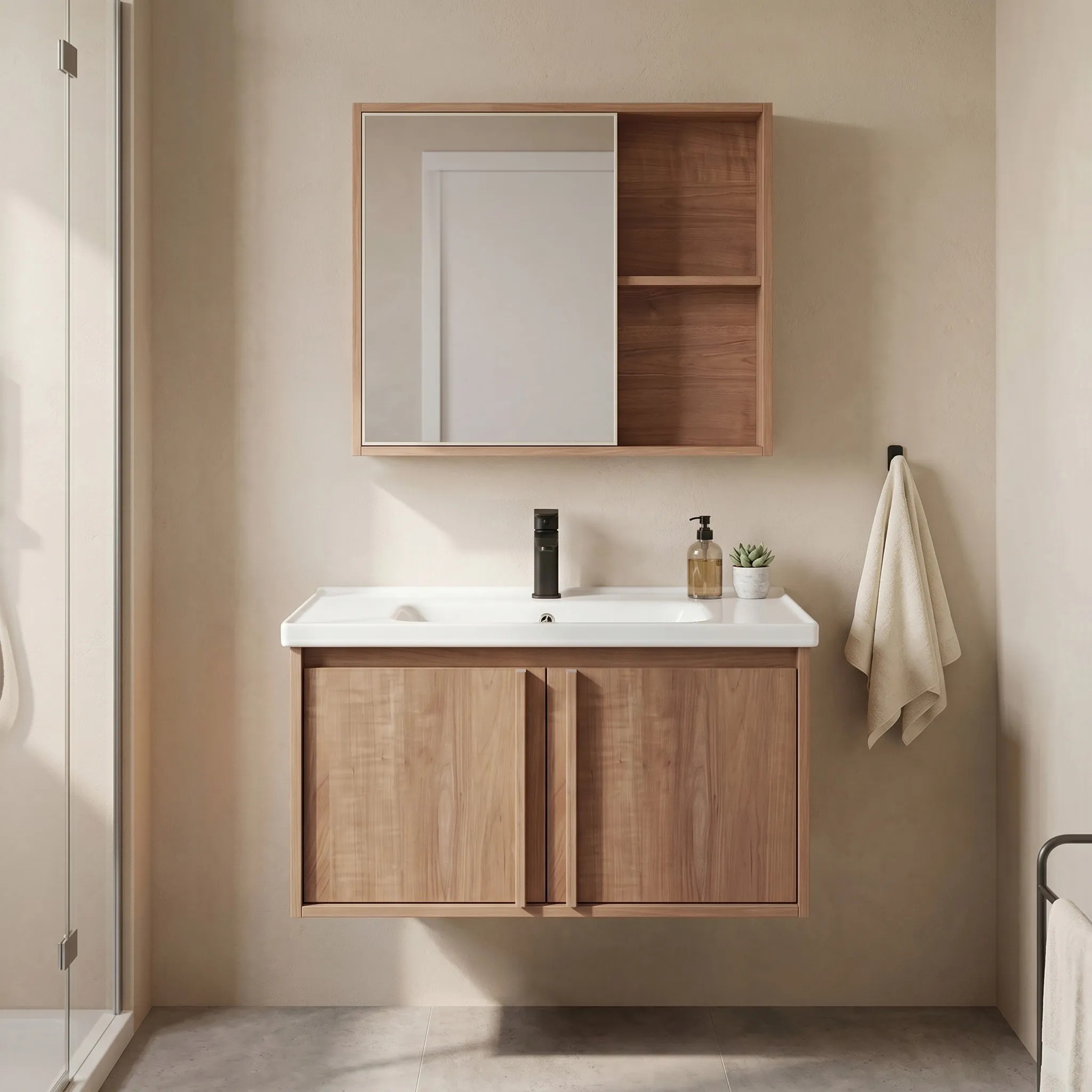 REA badeværelsesmøbelsæt med håndvask GAMA T25023 HHL 70CM , Brun, 47x70x44cm