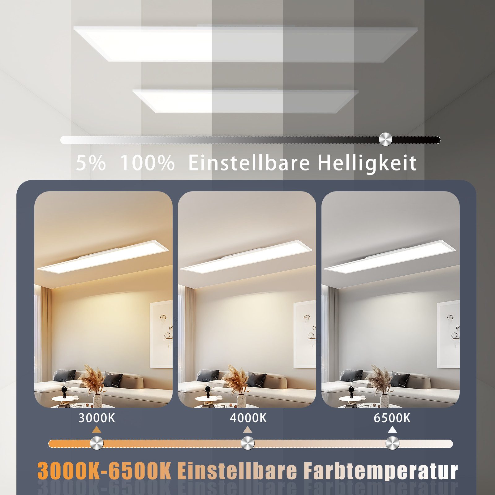 NETTLIFE LED-panel, 120x30, dæmpbar, med fjernbetjening, 40W, sort