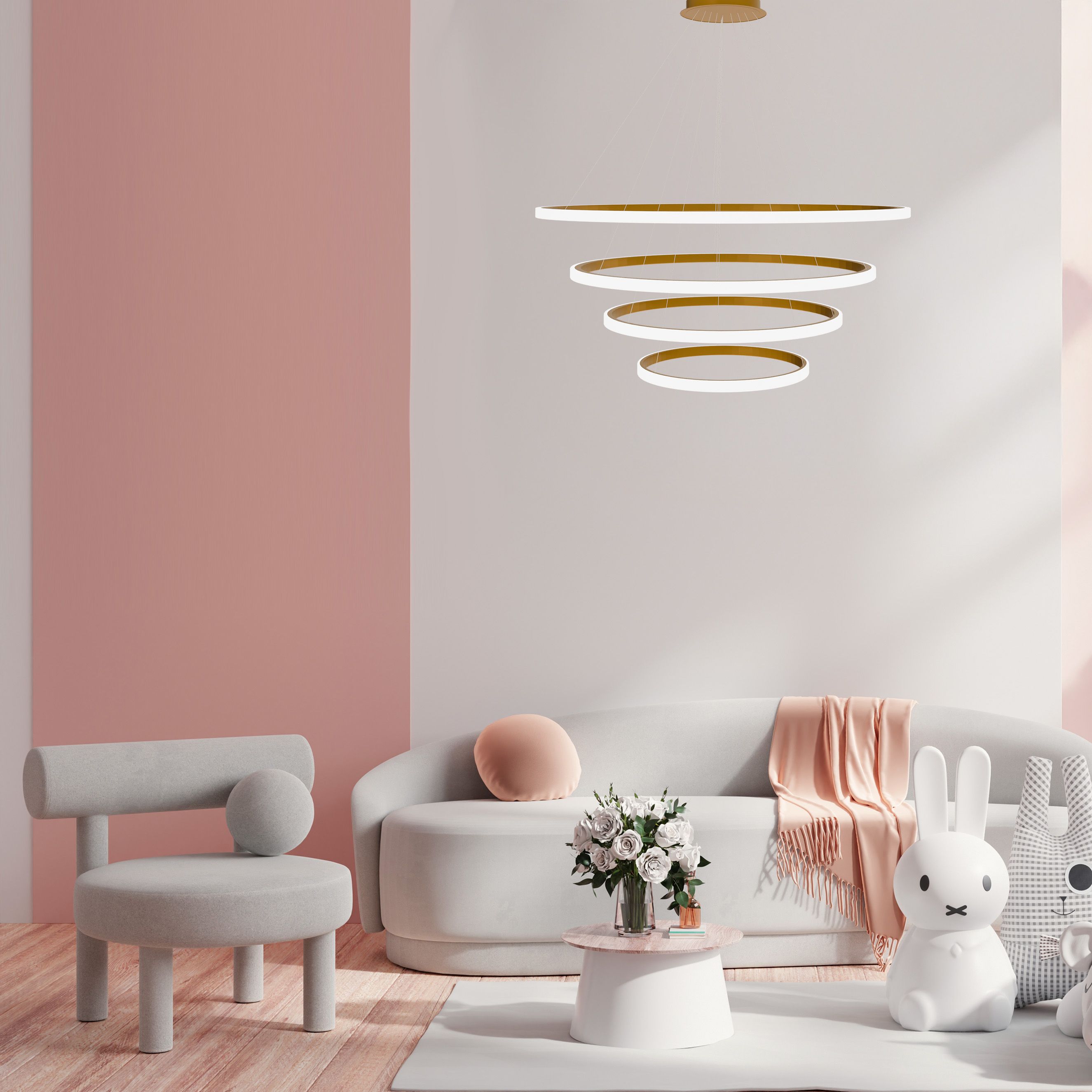 TOOLIGHT hængende loftlampe LHJ010-CP4 BRUSH GOLD Børstet guld 100x100x30cm