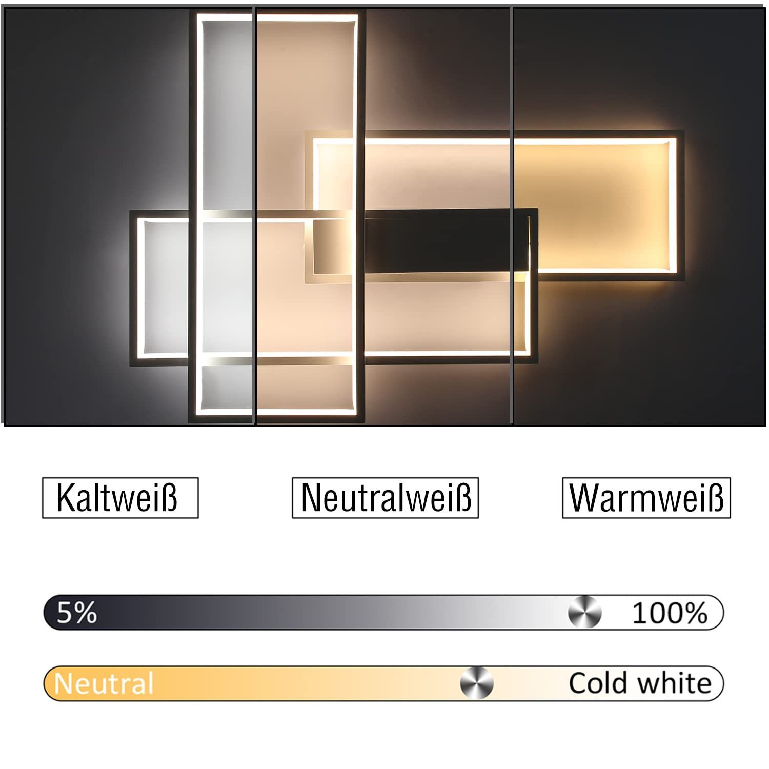 NETTLIFE moderne, dæmpbar, LED loftslampe, stue, lampe, hvid, loftslampe, 65W