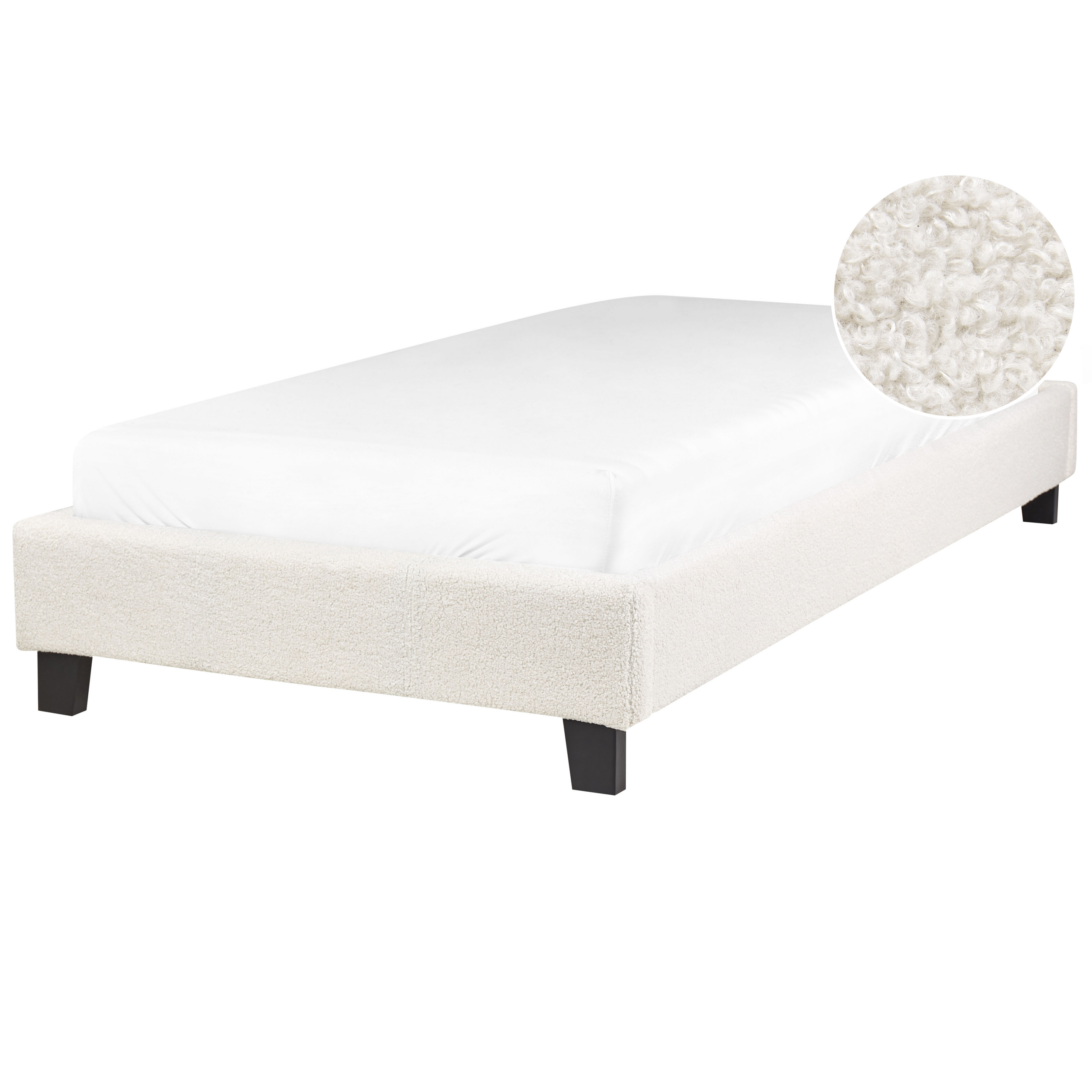 Seng uden hovedgærde Boucle ROANNE 90 x 200 cm Lys Beige