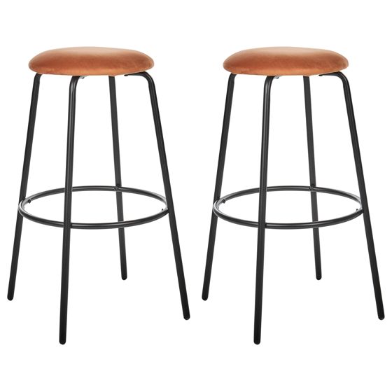 Sæt af 2 barstole MORTON Velour Orange