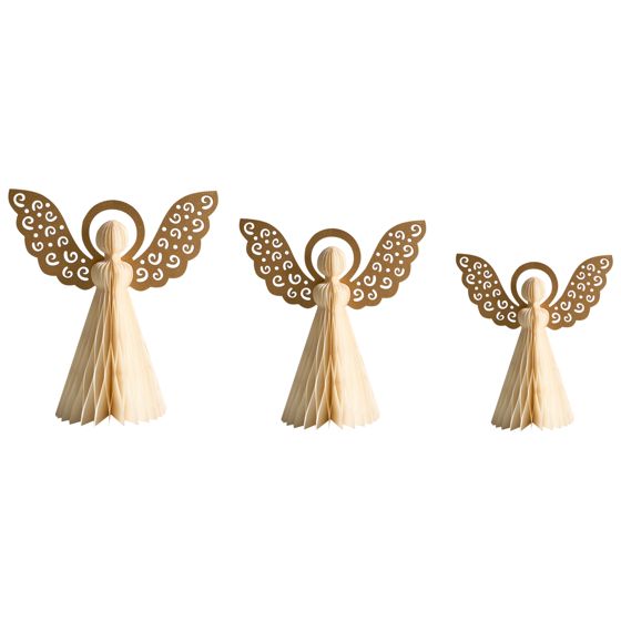 Sæt af 3 figurer EIRA 24/28/33 cm Engel Beige