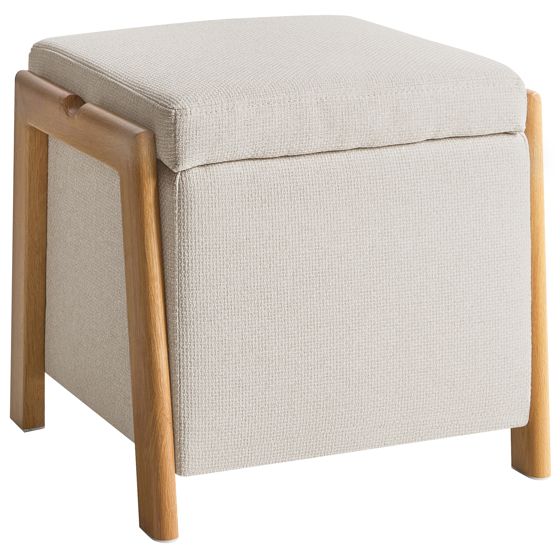 Puf med opbevaring EDLAND 45 cm Lys Beige