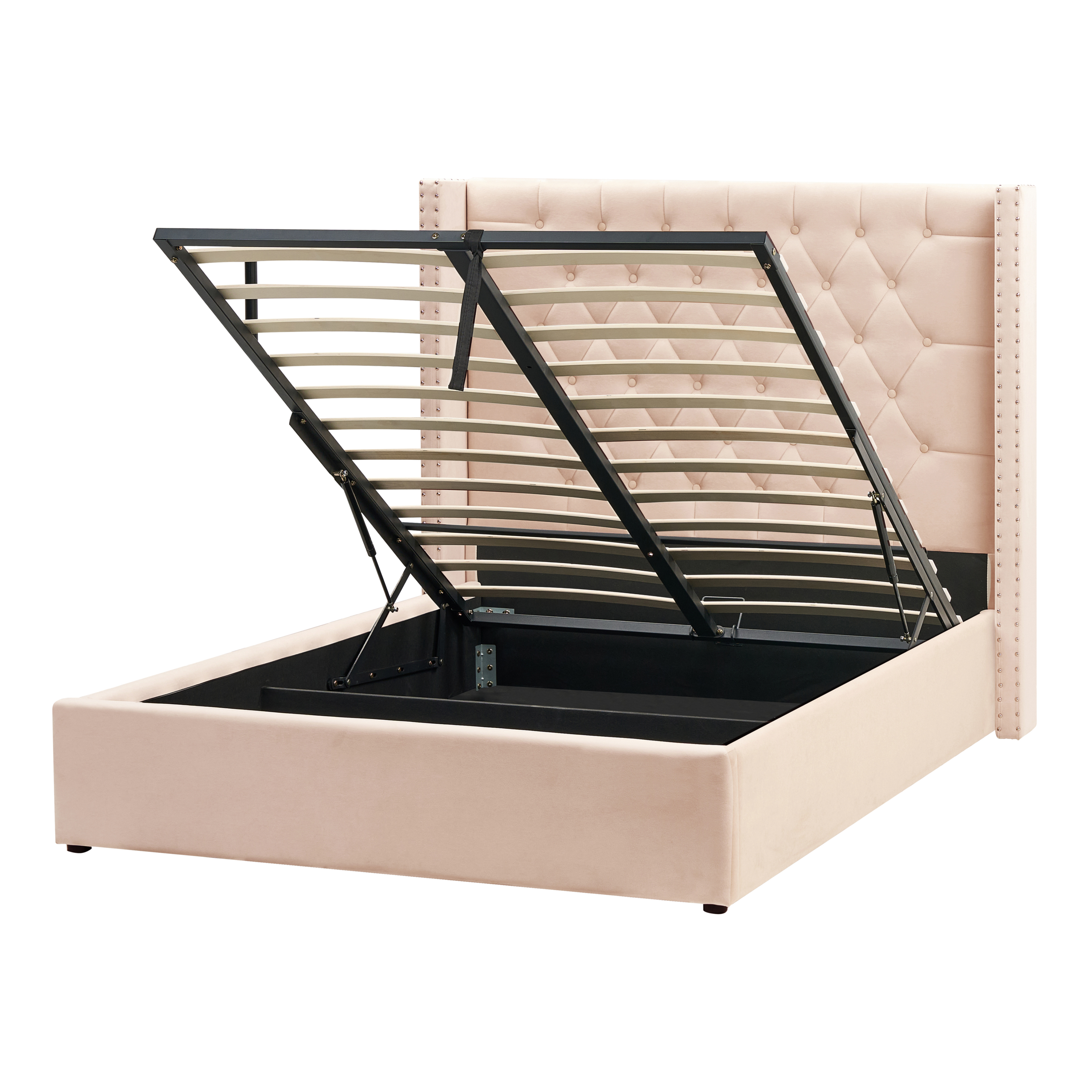 Seng med opbevaring LUBBON Velour Beige 140 x 200 cm