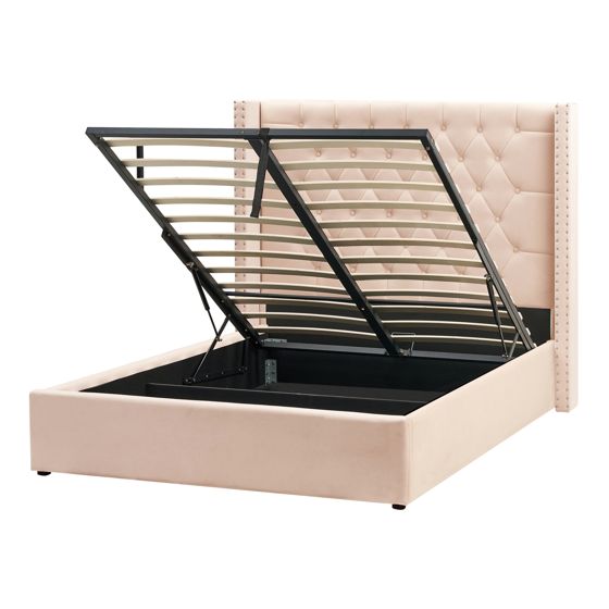 Seng med opbevaring LUBBON Velour Beige 140 x 200 cm