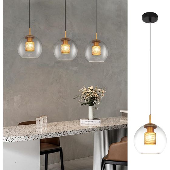 NETTLIFE Glaspendellampe, til spisebord - 1 flamme, vintage, E27, sort