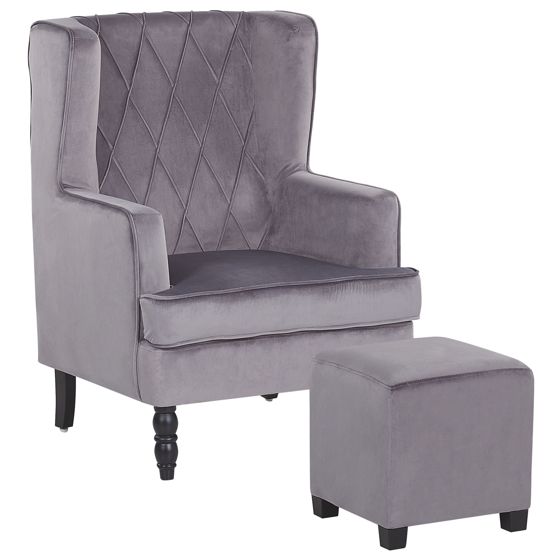 Lænestol SANDSET Velour Grå