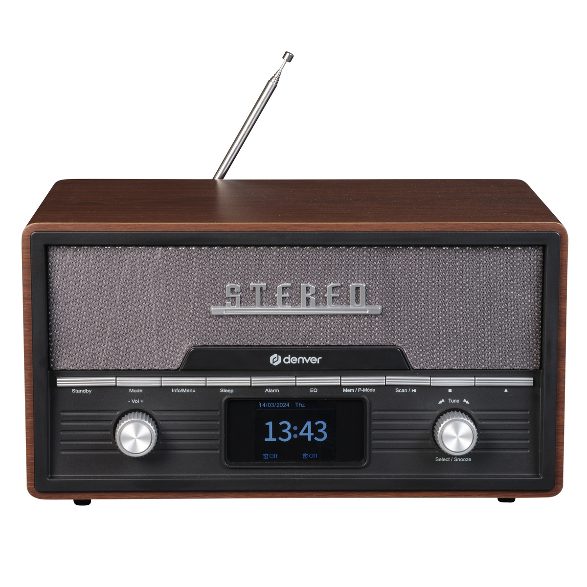Denver MDA-525DW musikanlæg, mørkt træ