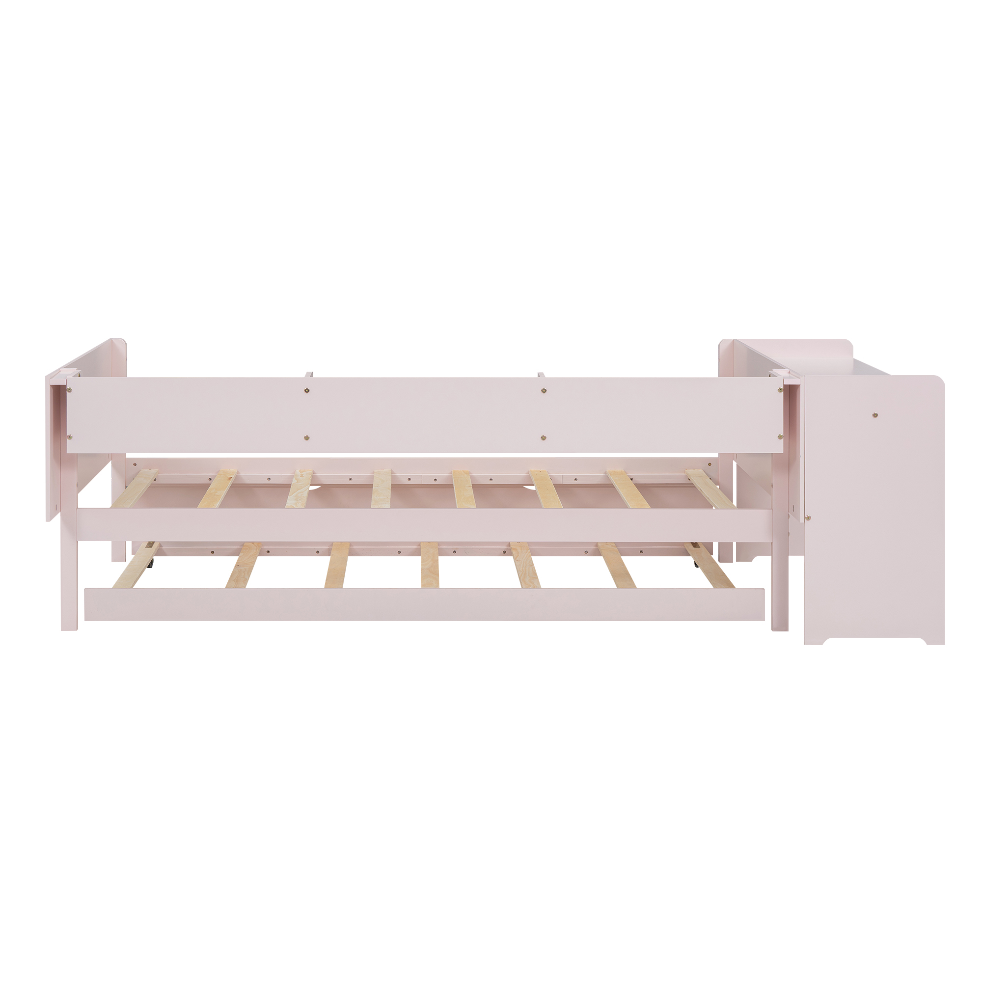 Dobbeltsseng 90 x 200 cm, lyserød, udtrækkelig + skrivebord + 3 hylder