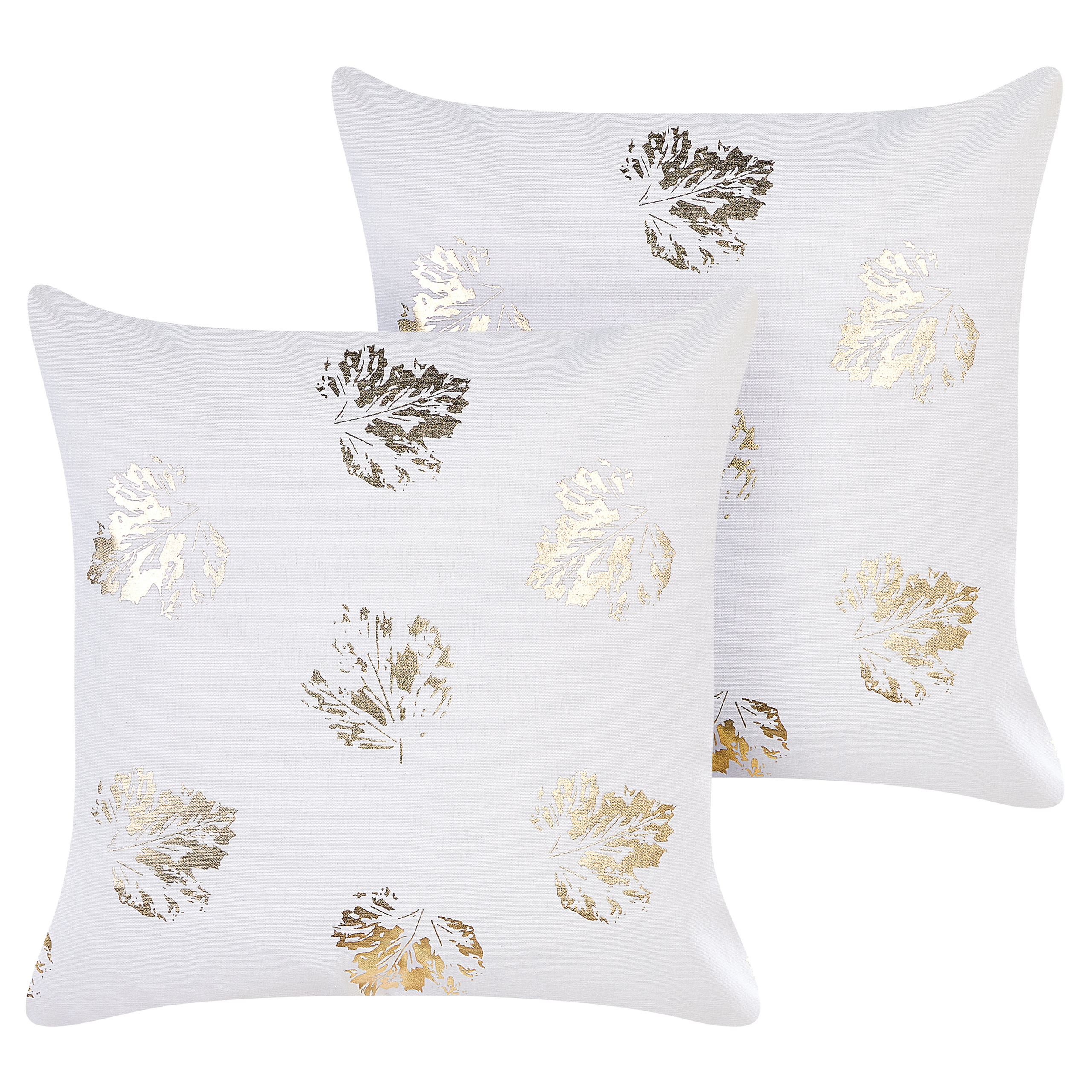 Sæt af 2 pyntepuder GOLDENROD 45 x 45 cm Velour Hvid Plante mønster