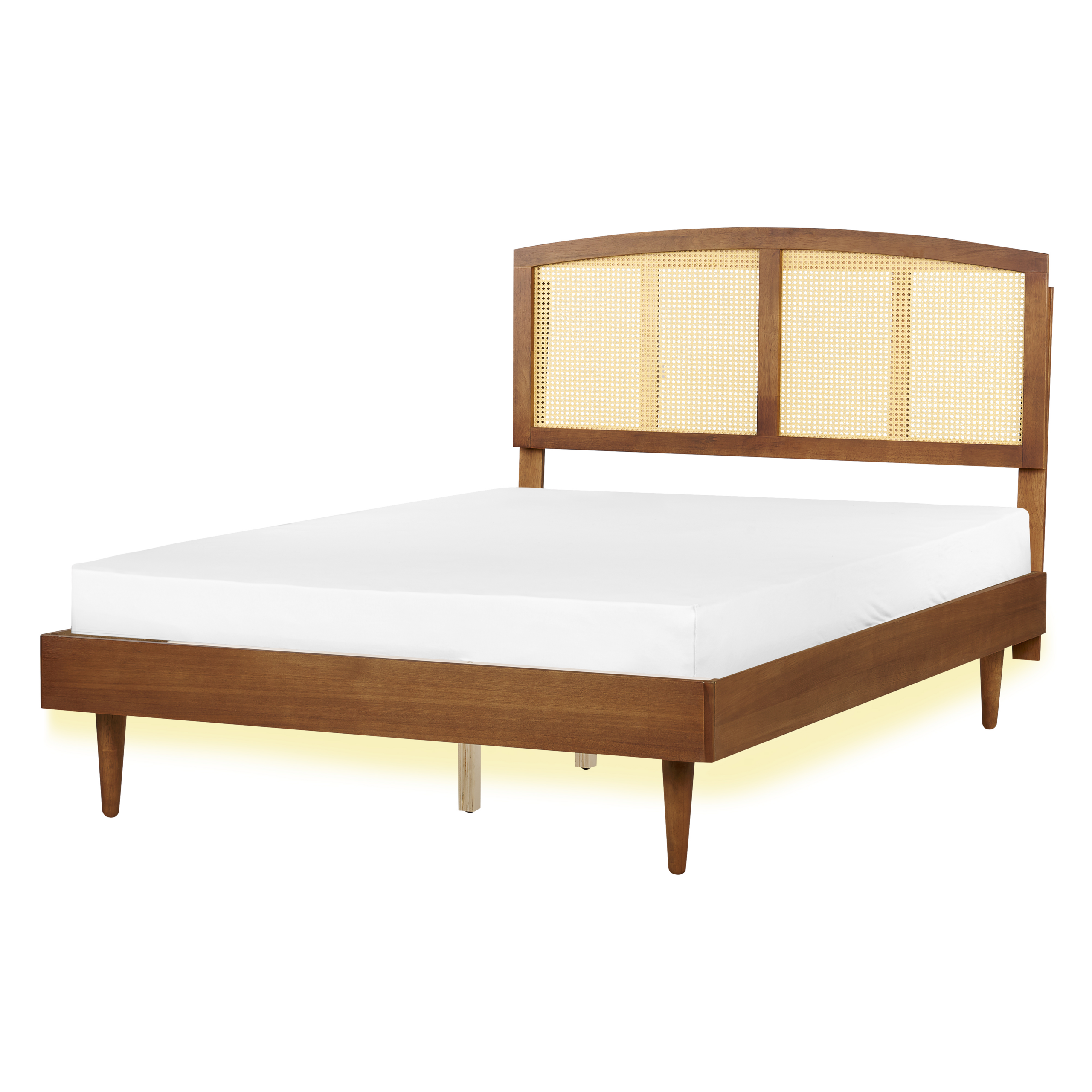 Seng med LED Rattan VARZY 140 x 200 cm Brun