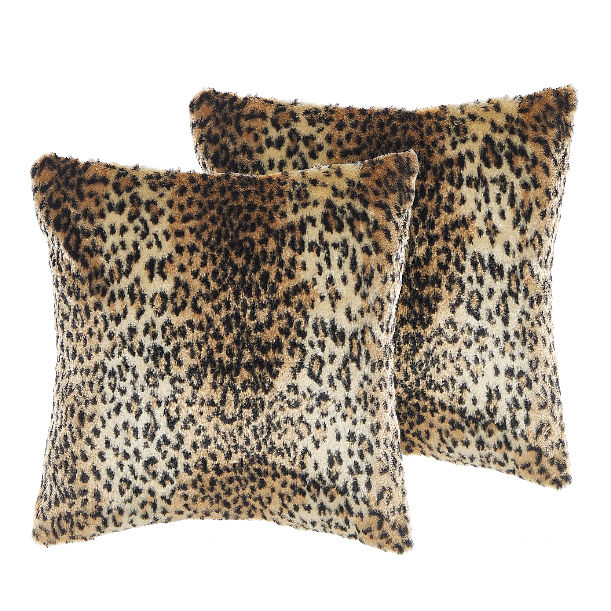 Sæt af 2 pyntepuder FOXTAIL 45 x 45 cm Kunstig pels Brun Dyremønster