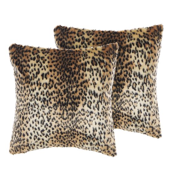 Sæt af 2 pyntepuder FOXTAIL 45 x 45 cm Kunstig pels Brun Dyremønster
