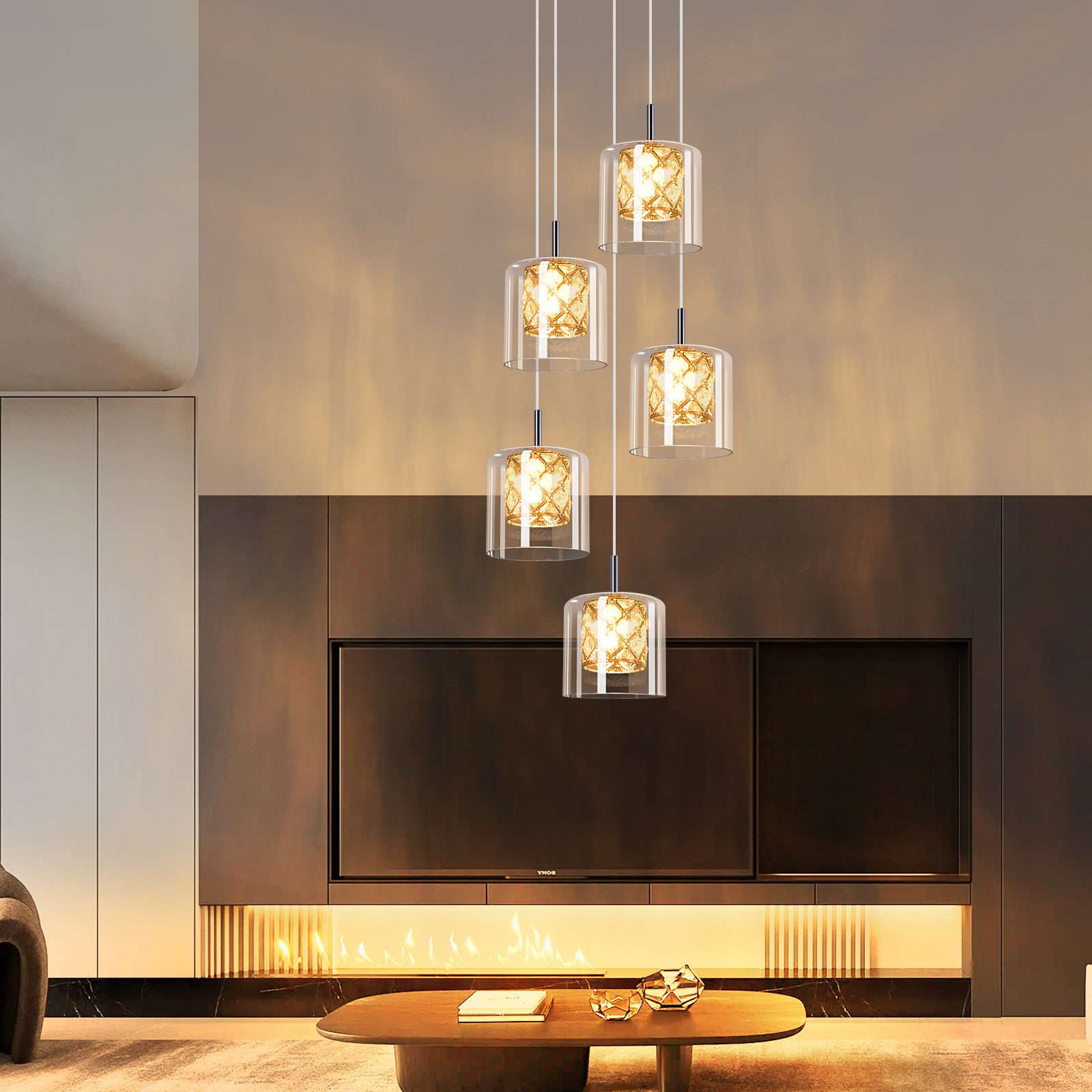 NETTLIFE moderne, krystal, G9, glas, pendellampe, til spisestue, justerbar, højde