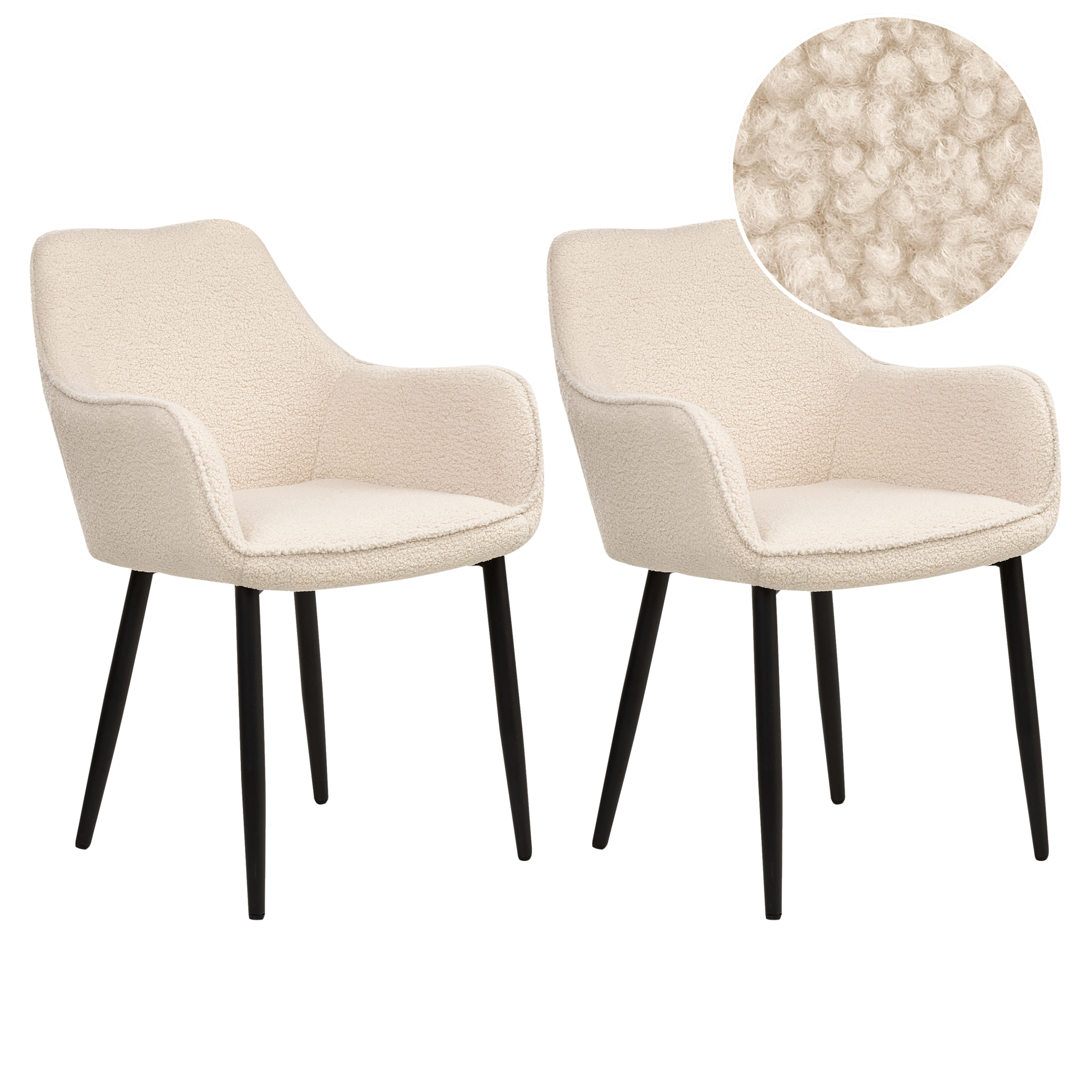 Sæt med 2 spisebordsstole ALDEN Boucle Lys Beige