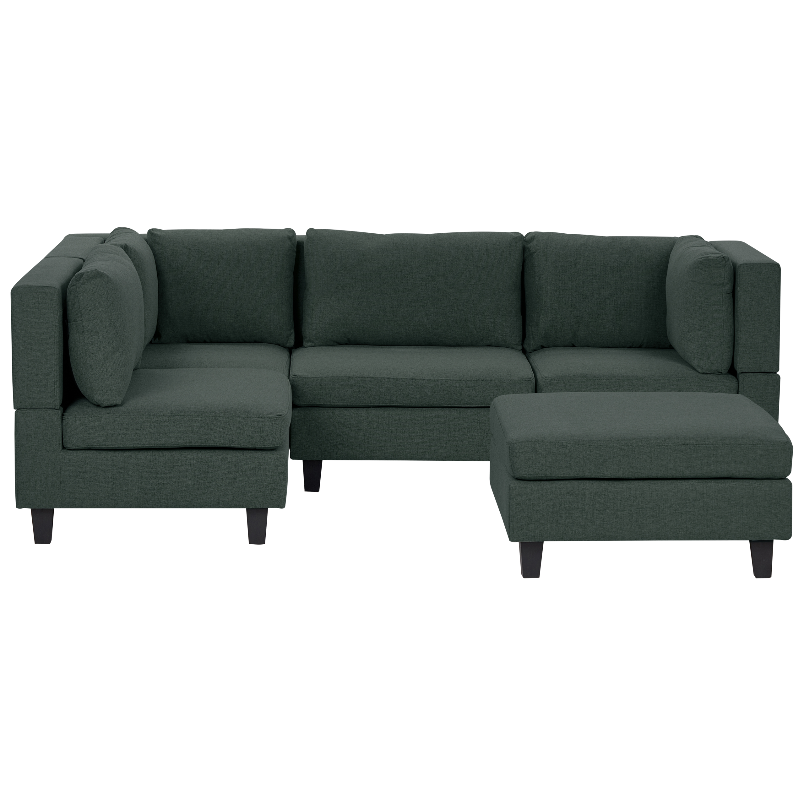 Hjørnesofa modul 4 personers UNSTAD med fodskammel Mørkegrøn Højrevendt