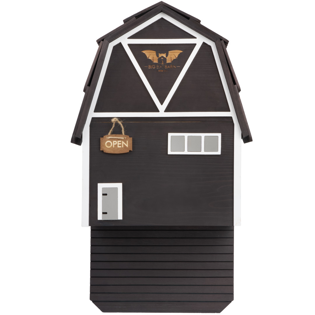 WildYard® Big Bat Barn flagermuskasse – 3 kamre, op til 150 flagermus, sort, ventileret, cedertræ, præmonteret vægmontering